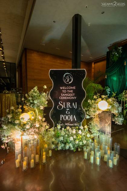 Signage and Floral detail — Sangeet decor — Alila Diwa Goa